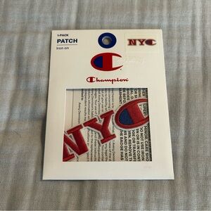 NEW Champion Iron-On Patch with Blue Accent